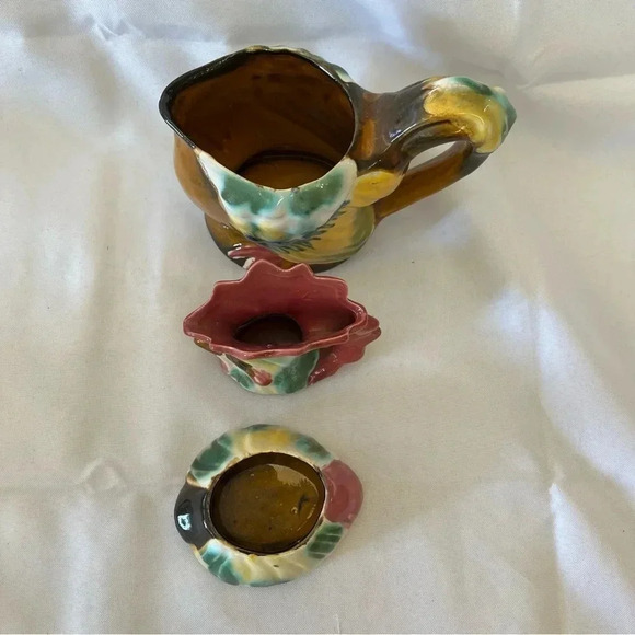 Vintage Japanese Stacking Rooster Tea Set Majolica - Picture 5 of 9